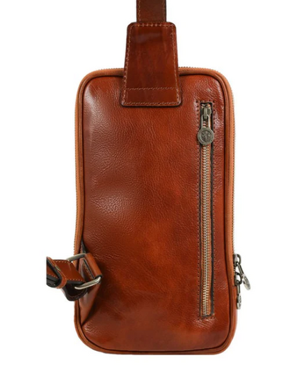 Gürteltasche|Bodybag klein aus Leder in Cognac - leder-accessoires.com