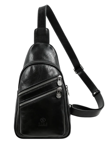Gürteltasche|Bodybag aus Leder in Schwarz - leder-accessoires.com