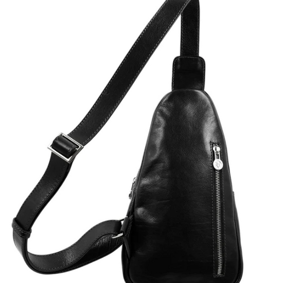 Gürteltasche|Bodybag aus Leder in Schwarz - leder-accessoires.com