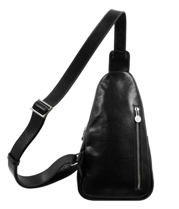 Gürteltasche|Bodybag aus Leder in Schwarz