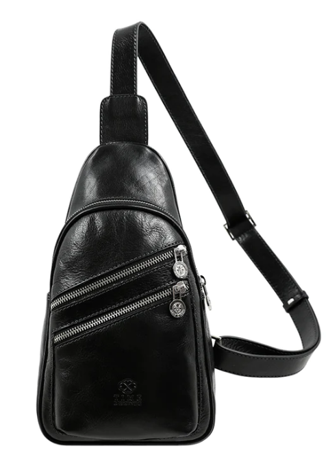 Gürteltasche|Bodybag aus Leder in Schwarz
