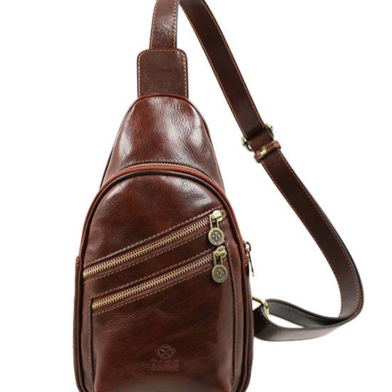 Gürteltasche|Bodybag aus Leder in Braun - leder-accessoires.com