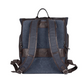 Rucksack mit Überschlag in Blau|Braun aus Canvas und Leder