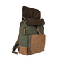 Rucksack mit Überschlag in Grün|Cognac aus Canvas und Leder