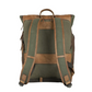 Rucksack mit Überschlag in Grün|Cognac aus Canvas und Leder