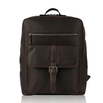 Rucksack mit Vortasche in Braun aus Leder