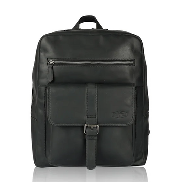 Rucksack mit Vortasche in Schwarz aus Leder - leder-accessoires.com