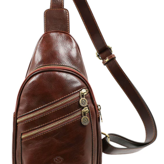 Gürteltasche|Bodybag aus Leder in Braun - leder-accessoires.com