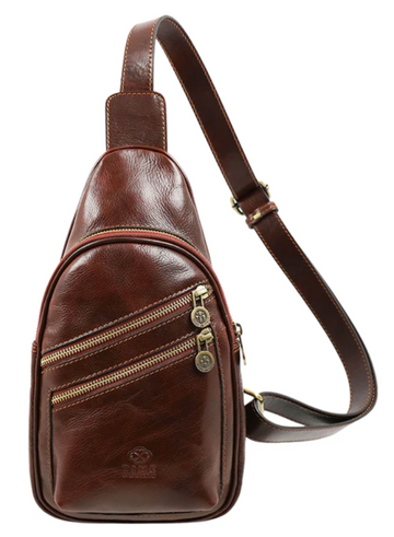 Gürteltasche|Bodybag aus Leder in Braun - leder-accessoires.com