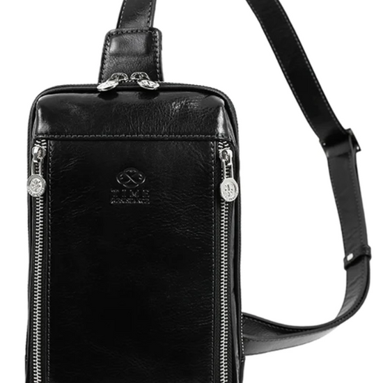 Gürteltasche|Bodybag klein aus Leder in Schwarz - leder-accessoires.com