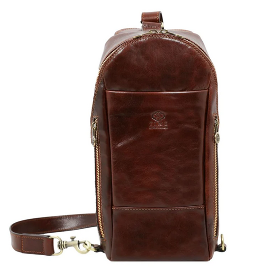 Gürteltasche|Bodybag aus Leder in Braun - leder-accessoires.com