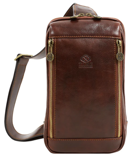 Gürteltasche|Bodybag klein aus Leder in Braun - leder-accessoires.com