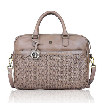 Businesstasche|Handtasche Grau in Flechtoptik aus Leder