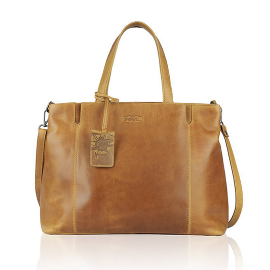 Shopper in Cognac aus Leder