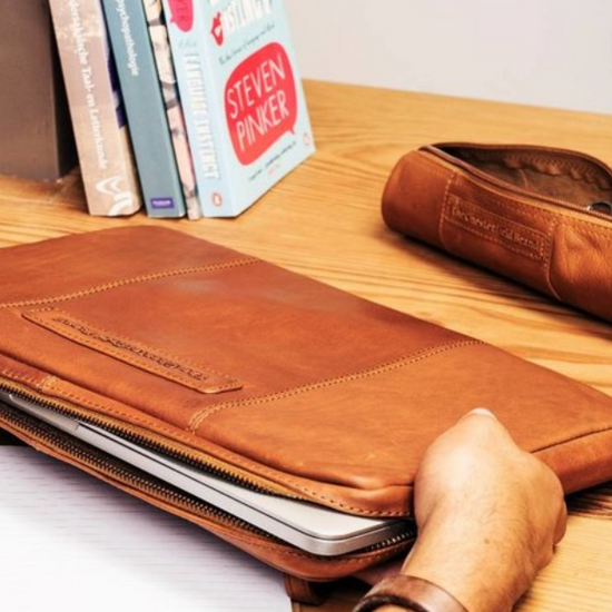 Laptophülle Cognac 14 " aus Leder - leder-accessoires.com