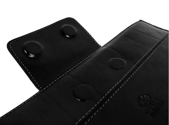 Laptophülle Schwarz 13 " aus glänzendem Leder - leder-accessoires.com