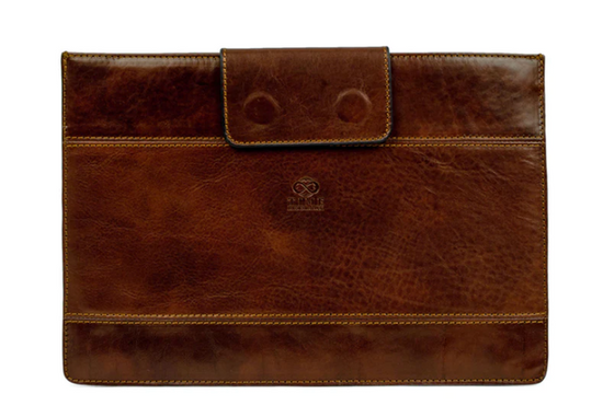 Laptophülle Braun 13 " aus glänzendem Leder - leder-accessoires.com