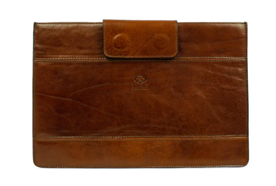 Laptophülle Cognac 13 " aus glänzendem Leder - leder-accessoires.com