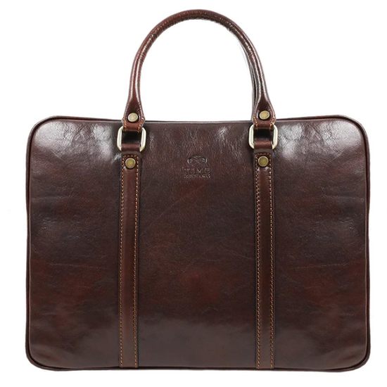 Laptoptasche Braun aus glänzendem Leder - leder-accessoires.com