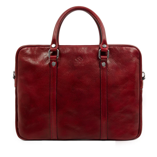 Laptoptasche Rot aus glänzendem Leder - leder-accessoires.com