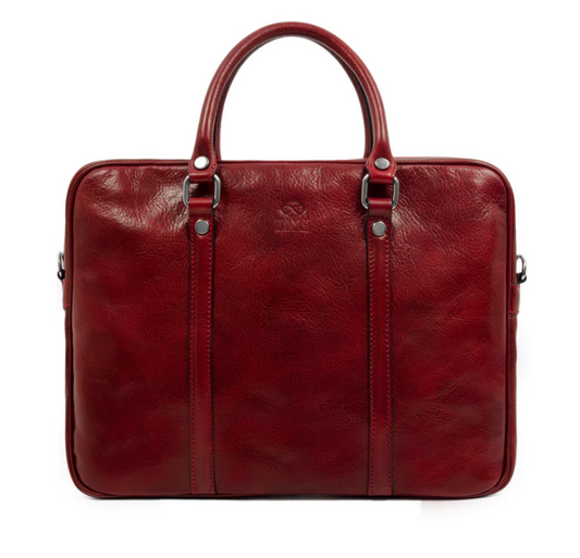 Laptoptasche Rot aus glänzendem Leder