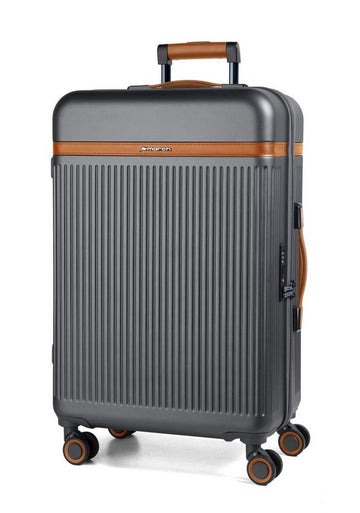 Reisetrolley "brenner" 4-Rad 79cm in Grau mit Lederbesatz