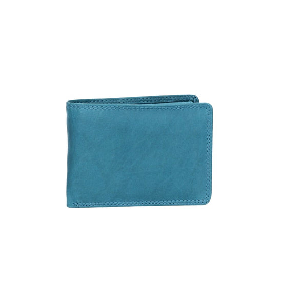 Geldbörse Querformat klein in Türkis aus Leder - leder-accessoires.com