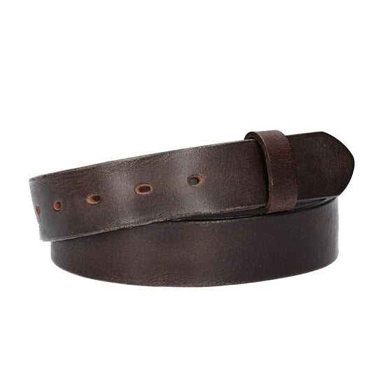 Lederriemen | Gürtelrohling Glanz 35mm in Braun mit Schlaufe und Kapplochteil - leder-accessoires.com