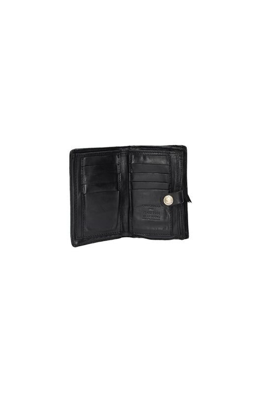Lederbörse Hochformat in Schwarz mit Reißverschluss und Riegel - leder-accessoires.com