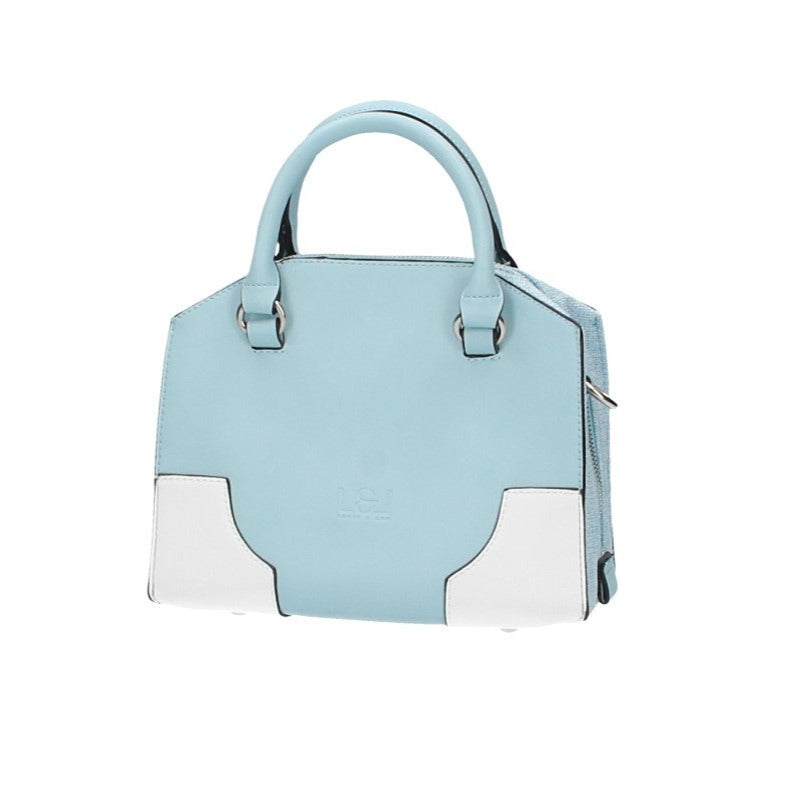 Kurzgrifftasche in Hellblau|Weiss mit Canvas