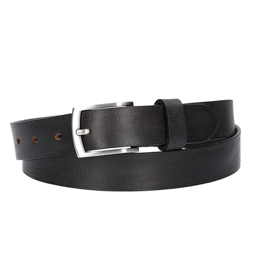 Ledergürtel 30mm in Schwarz mit Schließe in Silber - leder-accessoires.com