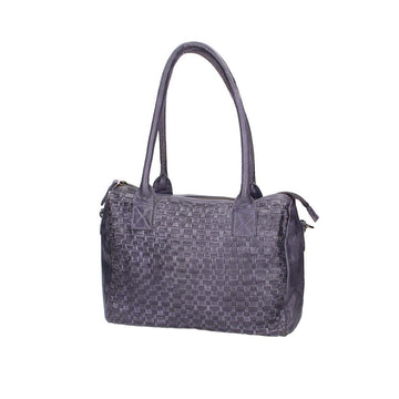 Schultertasche in Blau|Marine mit Flechtmuster aus Leder