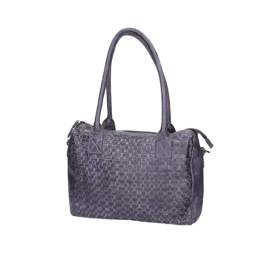 Schultertasche in Blau|Marine mit Flechtmuster aus Leder - leder-accessoires.com