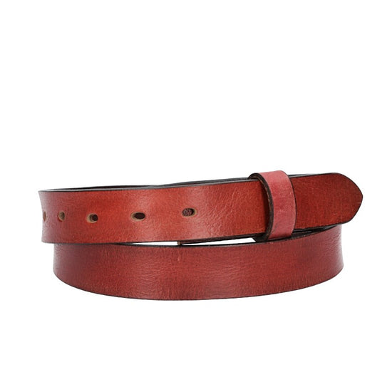 Lederriemen | Gürtelrohling Glanz 30mm in Rot mit Schlaufe und Kapplochteil - leder-accessoires.com