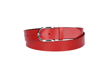 Ledergürtel 30mm in Rot mit Dornschließe in Silber