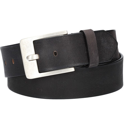 Ledergürtel Schwarz 45mm mit Dornschließe in Silber - leder-accessoires.com