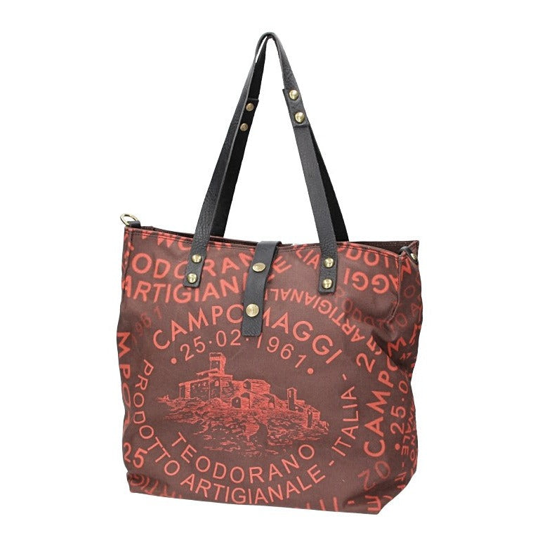 Shopper in Orange|Braun aus Canvas