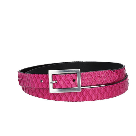 Schlangenledergürtel 20mm Pink und Schließe in Silber - leder-accessoires.com
