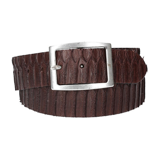 Schlangenledergürtel 40mm D`Braun und Vollschließe in Silber - leder-accessoires.com