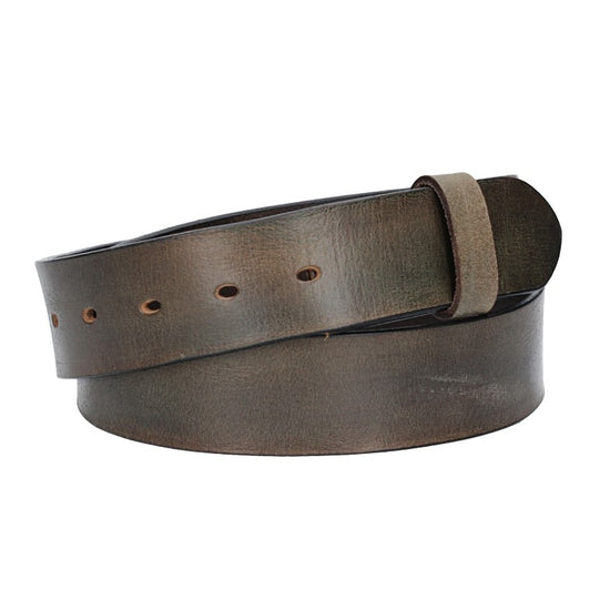 Lederriemen | Gürtelrohling Glanz 40mm in Grau mit Schlaufe und Kapplochteil - leder-accessoires.com