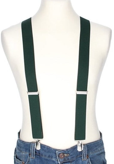 Hosenträger Uni Grün 35mm mit Clipverschluss - leder-accessoires.com