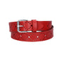 Ledergürtel Kids 25mm in Rot mit Lochmuster und Schließe Silber