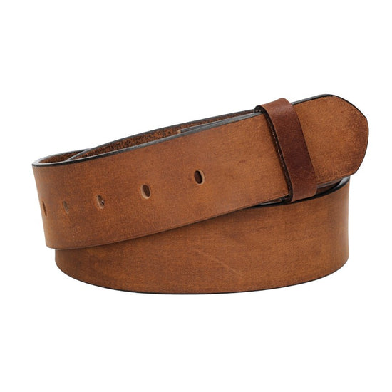 Lederriemen | Gürtelrohling Matt 45mm in Cognac mit Schlaufe und Kapplochteil - leder-accessoires.com