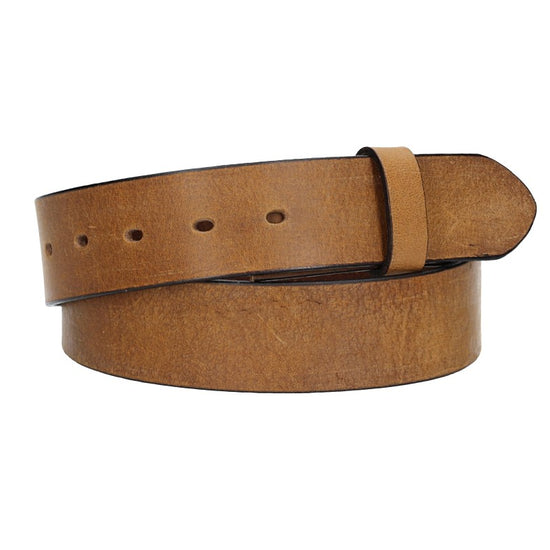 Lederriemen | Gürtelrohling Matt 40mm in Ocker|Senfgelb mit Schlaufe und Kapplochteil - leder-accessoires.com