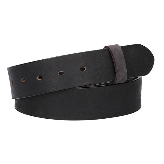 Lederriemen | Gürtelrohling Matt 40mm in Schwarz mit Schlaufe und Kapplochteil - leder-accessoires.com