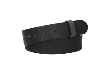 Lederriemen | Gürtelrohling Matt 40mm in Schwarz mit Schlaufe und Kapplochteil - leder-accessoires.com