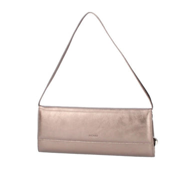 Clutch mit Überschlag in Altsilber aus Leder