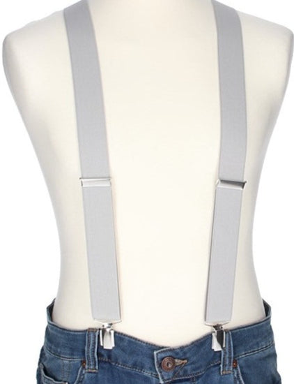 Hosenträger Uni Hellgrau 35mm mit Clipverschluss - leder-accessoires.com