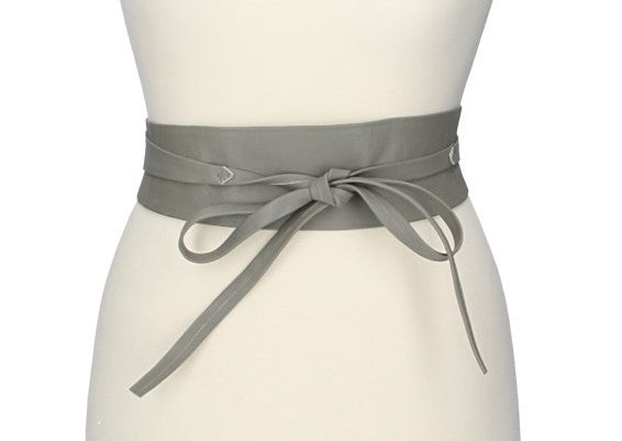 Taillen-| Bandgürtel 70mm Grau zum binden - leder-accessoires.com