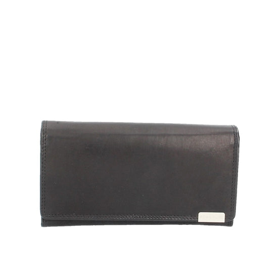 Langbörse mit Überschlag in Schwarz aus Leder - leder-accessoires.com